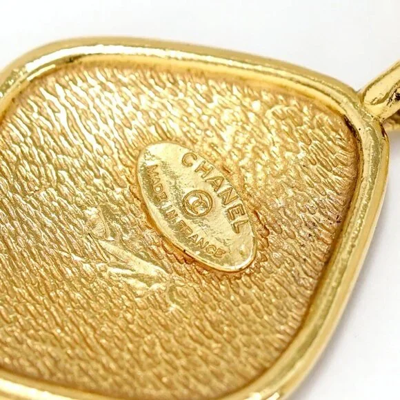 CHANEL CC Logo Paris Cambon Charm Necklace 22 Gold Tone Auth #18157